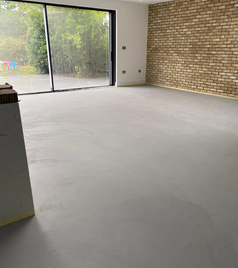 microconcrete living room flooring alternative
